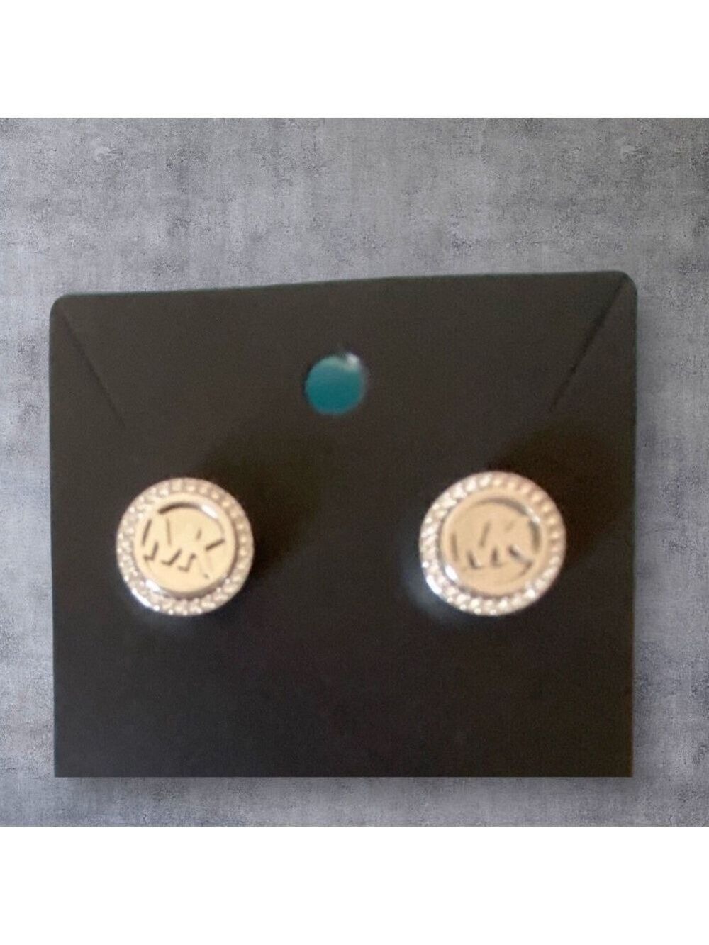 MICHAEL Kors Logo Rhinestone Gold Pierced Earrings